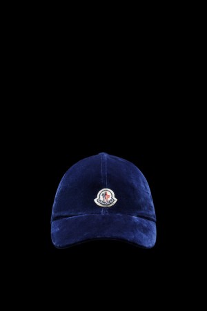 Gorras Moncler Velvet Baseball Mujer Azules Oscuro | TBEG-65083