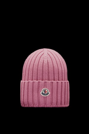 Gorro Moncler Acanalado Knit Lana Mujer Rosas Rosas | FGTU-32194