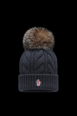 Gorro Moncler Beanie With Pom Pom Mujer Grises Oscuro | TLIG-45027