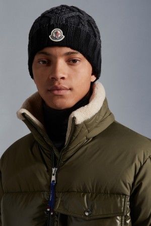 Gorro Moncler Lana Hombre Negros | FQNL-46789