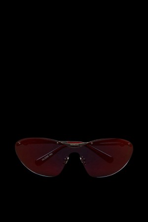 Lentes de Sol Moncler Carrion Shield Mujer Vino Negros | GHQW-27156