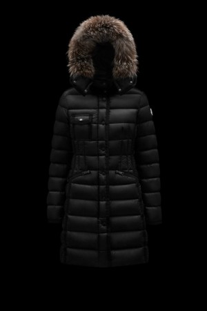 Chaquetas Largas De Plumas Moncler Hermifur Mujer Negros | CSGK-30758