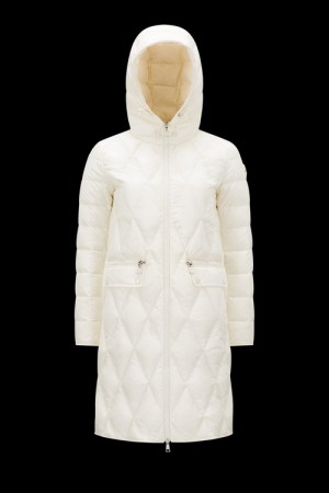 Chaquetas Largas De Plumas Moncler Serilong Mujer Blancos | TYPX-74326