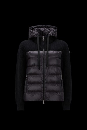 Sudadera con Capucha Moncler Acolchado Lana Mujer Negros | LFGD-91436