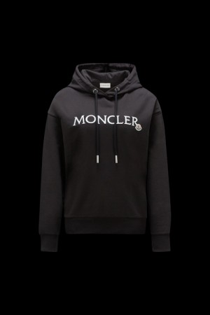 Sudadera con Capucha Moncler Embroidered Logo Mujer Negros | EKUP-84327