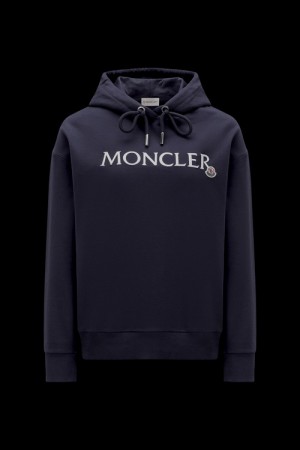 Sudadera con Capucha Moncler Embroidered Logo Mujer Azules Oscuro | IOGC-15603