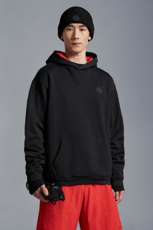 Sudadera con Capucha Moncler Logo Hombre Negros | UPCY-94176