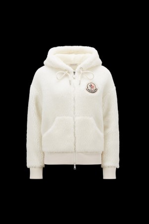 Sudadera con Capucha Moncler Teddy Zip-up Mujer Blancos | HXYJ-39451