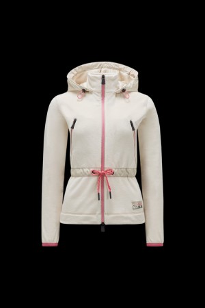 Sudadera con Capucha Moncler Velour Zip-up Mujer Blancos | QMOZ-71309