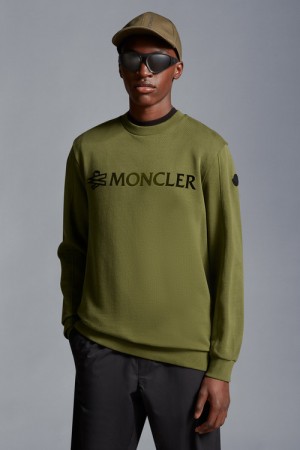 Sudaderas Moncler Logo Hombre Verde Oliva Verdes | BFGX-49263