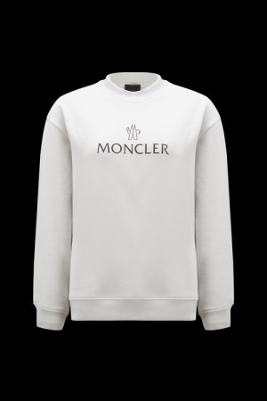 Sudaderas Moncler Logo Mujer Grises Claro | CIQO-06513