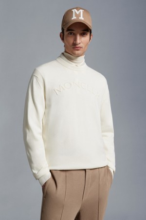 Suéteres Moncler Logo Algodon Hombre Blancos | JXPF-68352