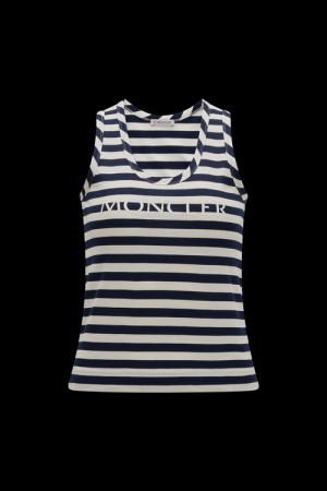 Tank Top Moncler A Rayas Tank Top Mujer Blancos Azules | YIHU-59738