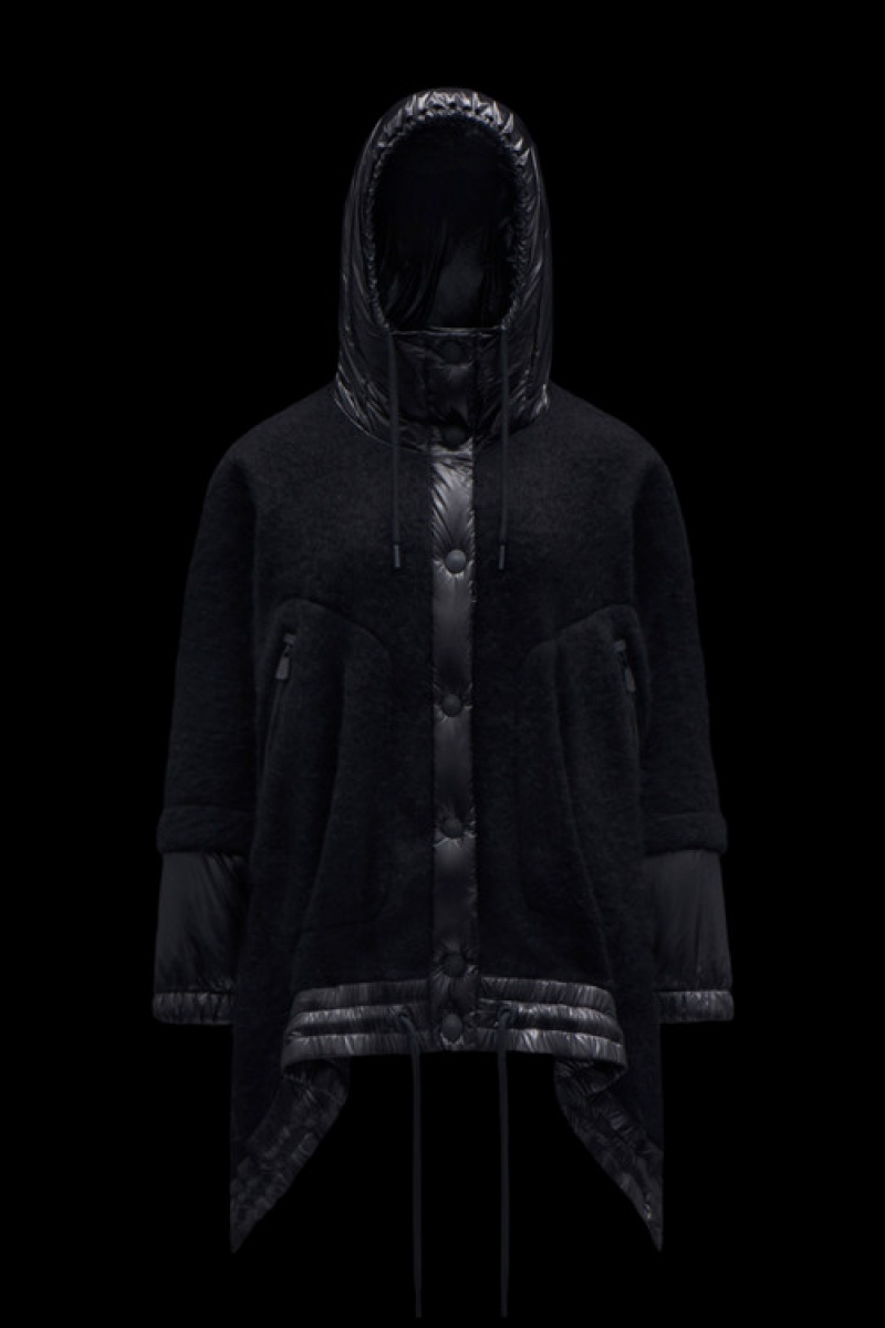 Abrigos Moncler Mohair, Lana & Alpaca Cape Mujer Negros | ZOGN-13956