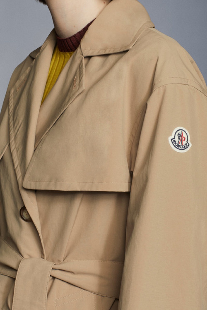 Abrigos Moncler Stibiden Trench Coat Mujer Marrom Beige | FARV-98543