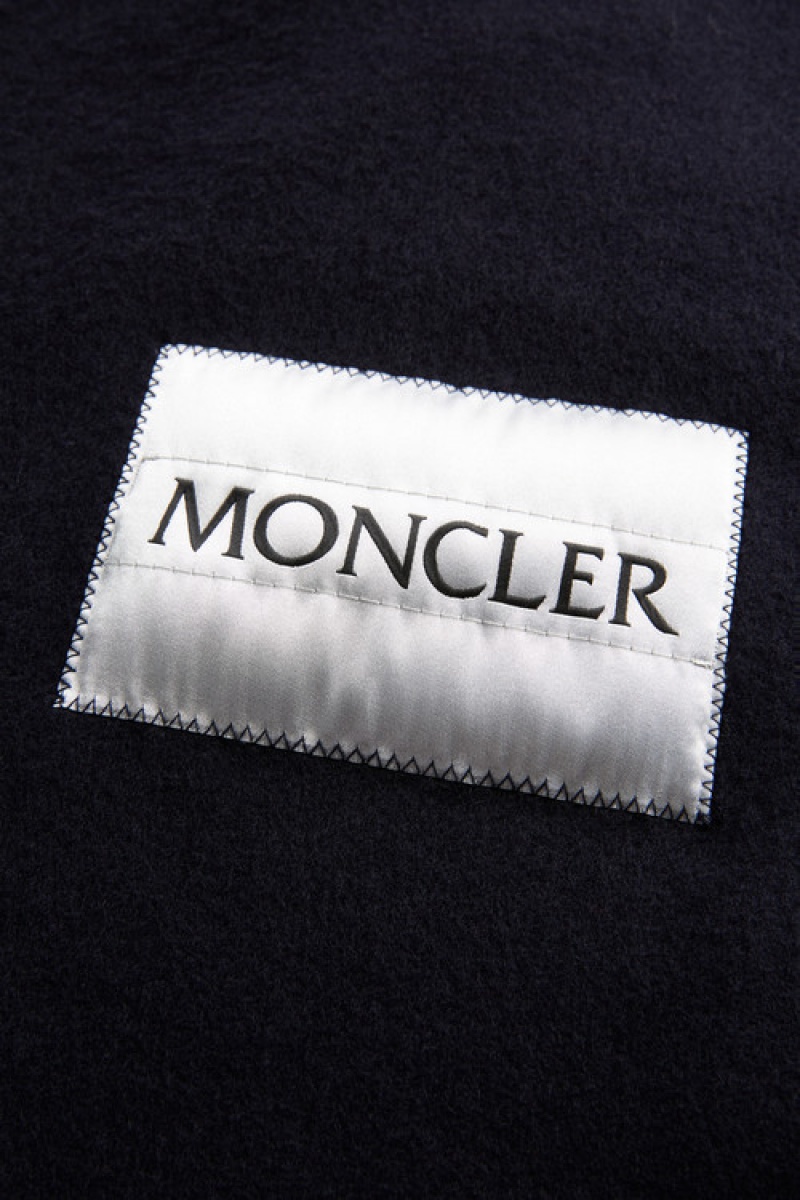 Bufandas Moncler Logo Lana Hombre Azul Marino Azules | IYDR-09754