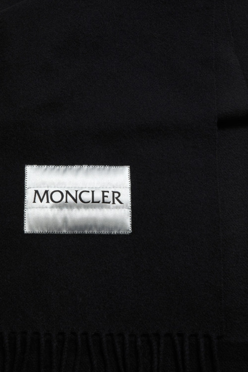 Bufandas Moncler Logo Lana Hombre Negros | UEKQ-39105