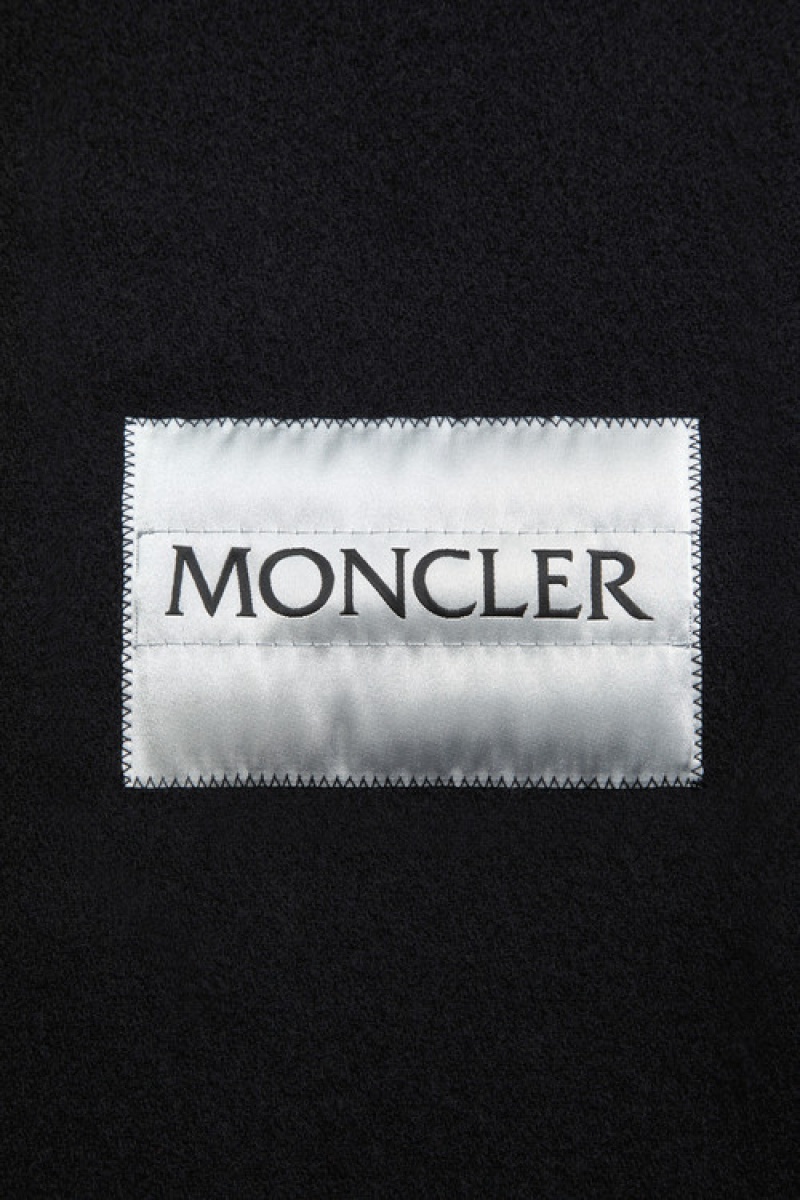 Bufandas Moncler Logo Lana Hombre Negros | UEKQ-39105