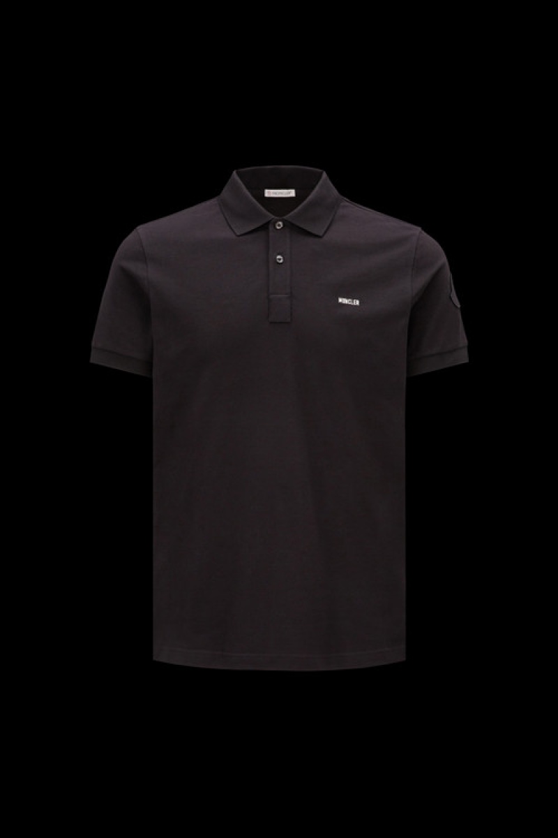 Camisa Polo Moncler Embroidered Logo Hombre Negros | DQVA-87630