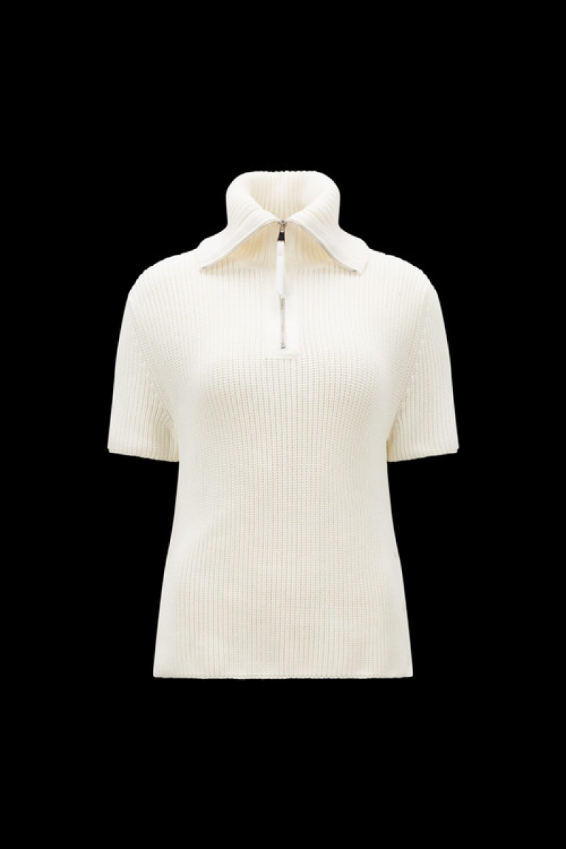 Camisa Polo Moncler Knit Algodon Mujer Blancos | MOGE-74509