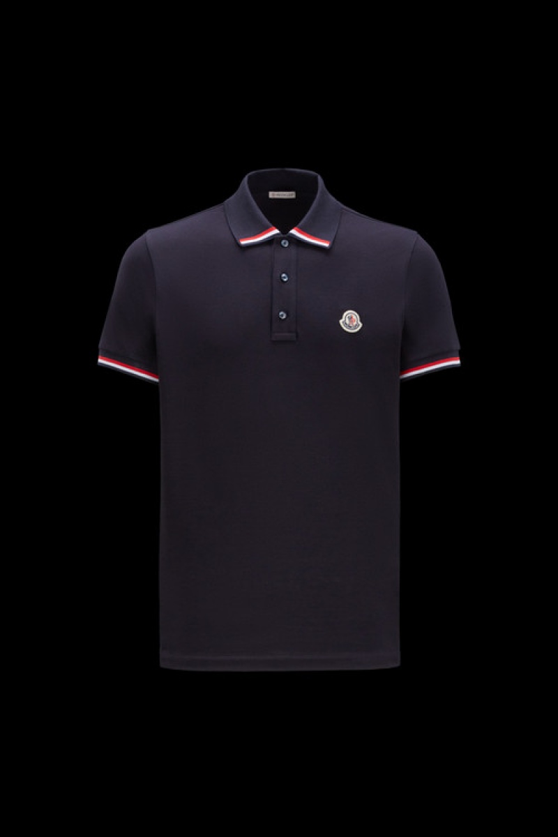 Camisa Polo Moncler Logo Hombre Azul Marino Azules | OUFH-48591