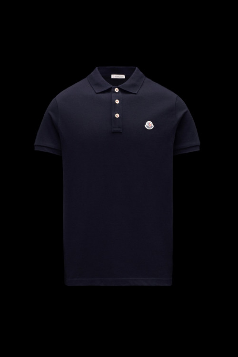 Camisa Polo Moncler Logo Hombre Azul Marino Azules | MYLT-09521