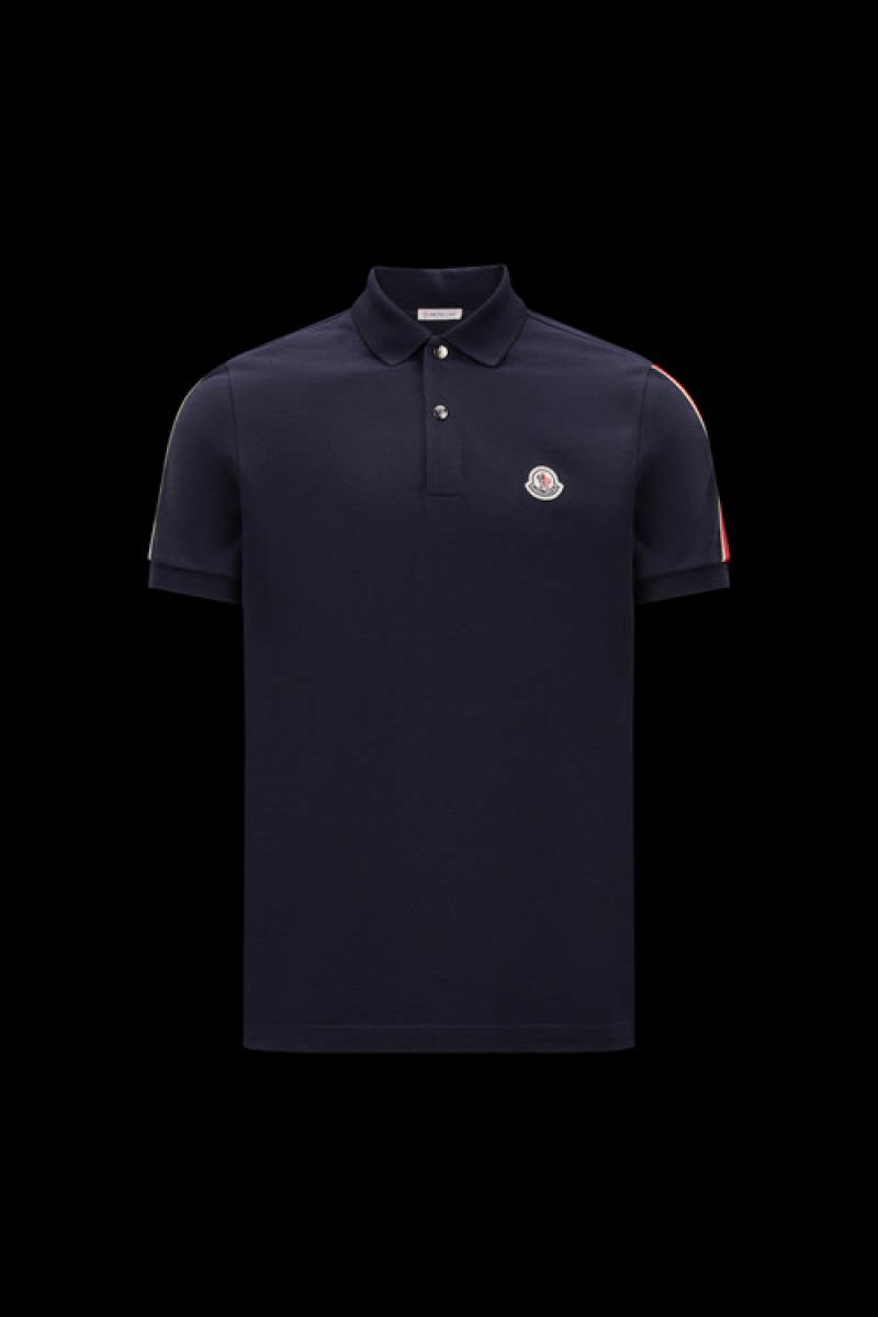 Camisa Polo Moncler Logo Hombre Azul Marino Azules | FXHN-78216