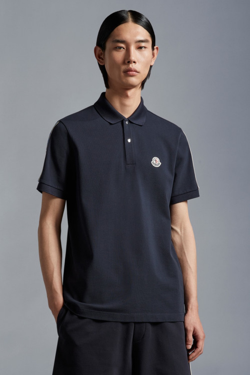 Camisa Polo Moncler Logo Hombre Azul Marino Azules | FXHN-78216