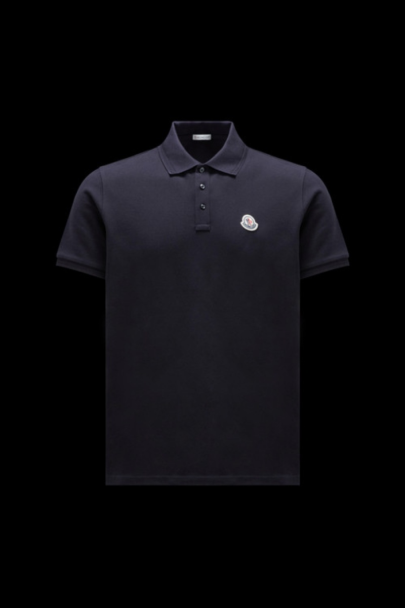 Camisa Polo Moncler Logo Hombre Azul Marino Azules | XWAK-57201