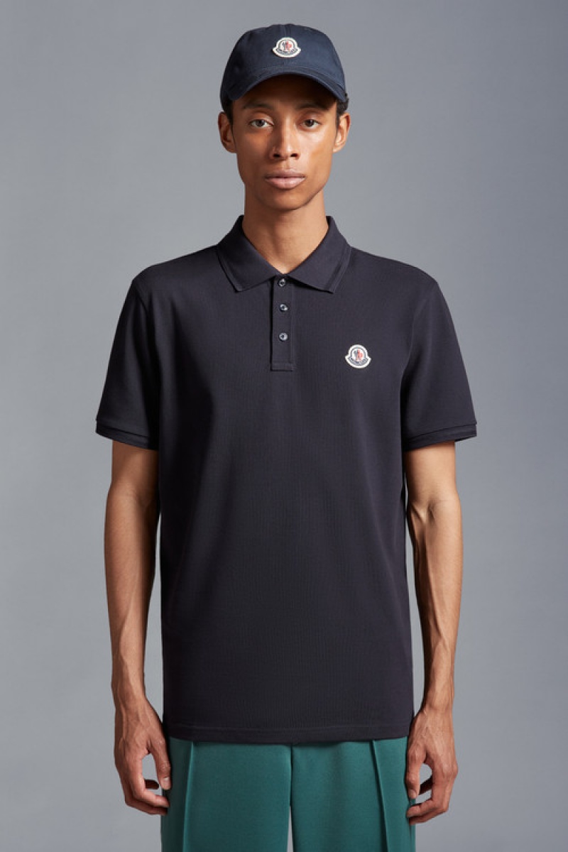 Camisa Polo Moncler Logo Hombre Azul Marino Azules | XWAK-57201