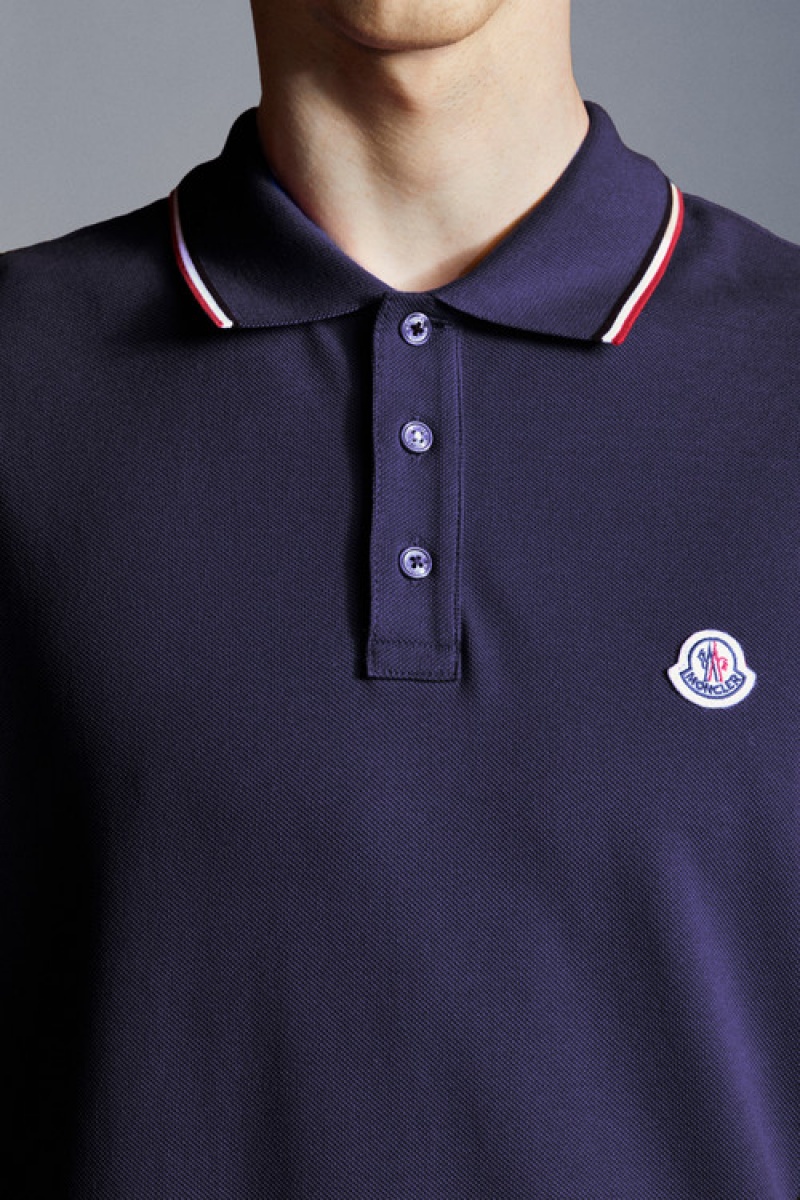 Camisa Polo Moncler Logo Hombre Azules Azules | WXVI-08237