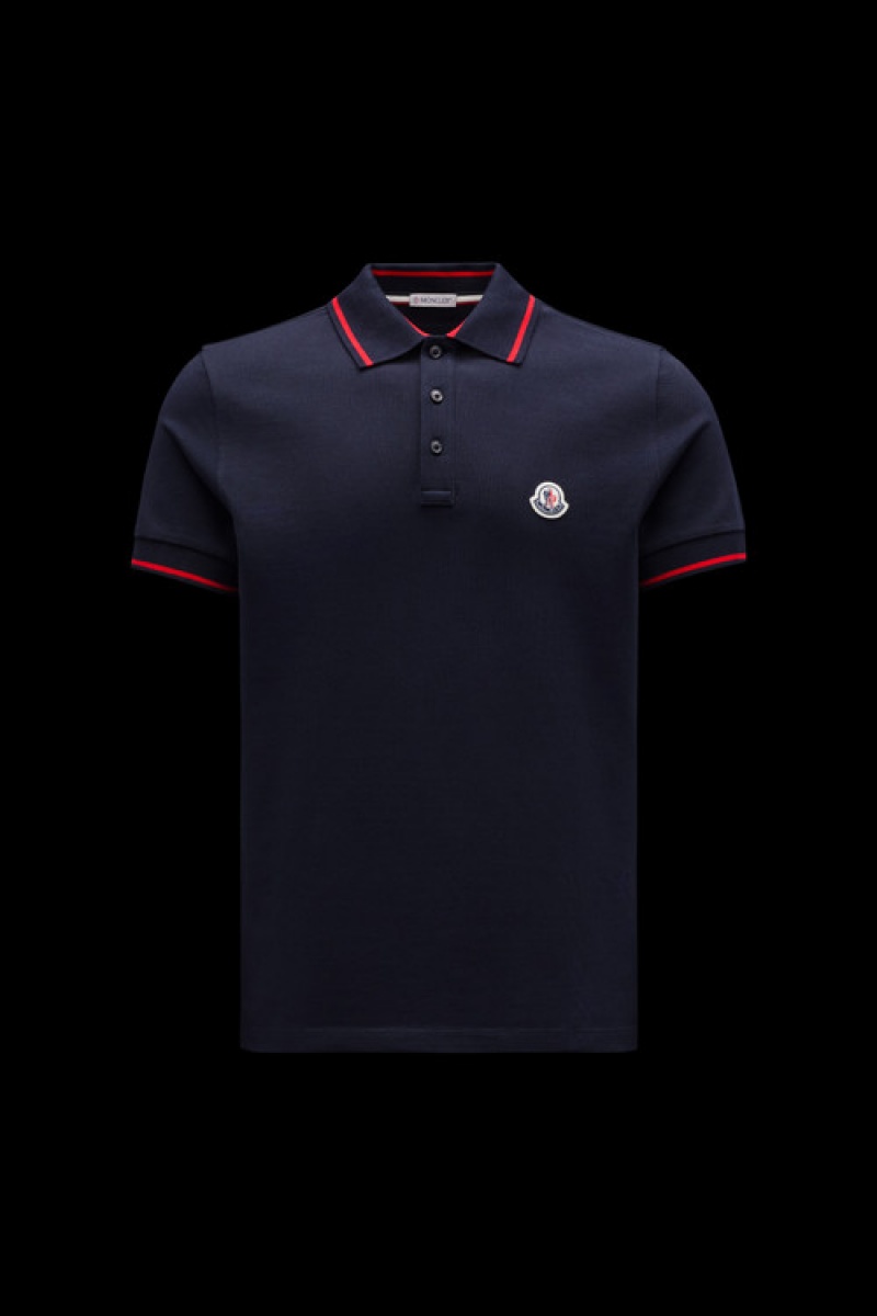 Camisa Polo Moncler Logo Hombre Azules | PBXN-03921