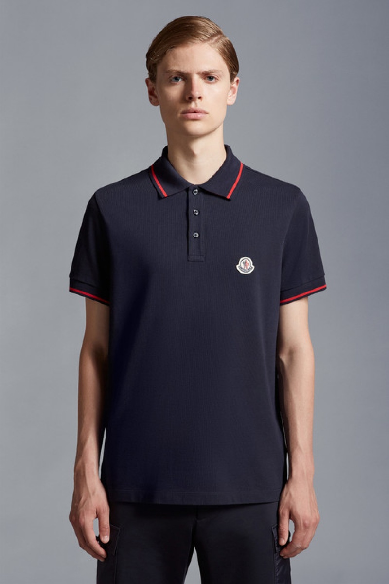 Camisa Polo Moncler Logo Hombre Azules | PBXN-03921