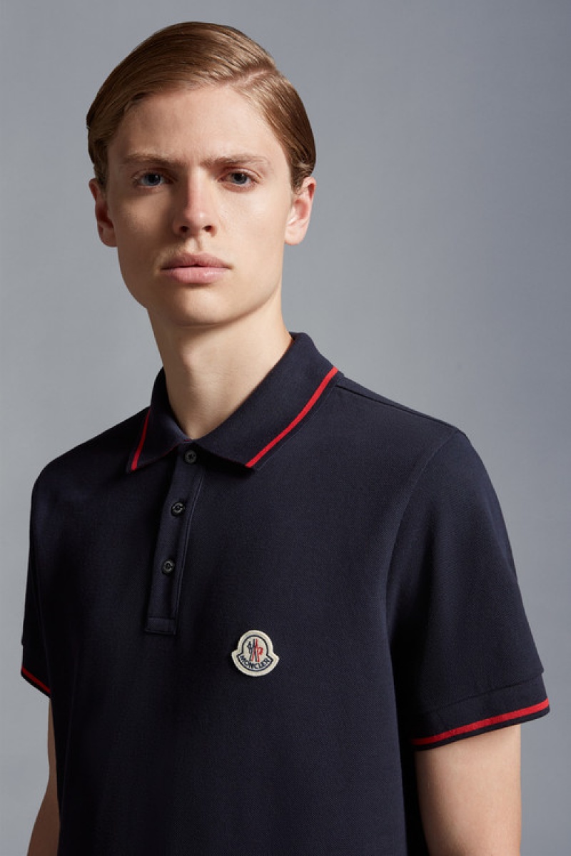 Camisa Polo Moncler Logo Hombre Azules | PBXN-03921