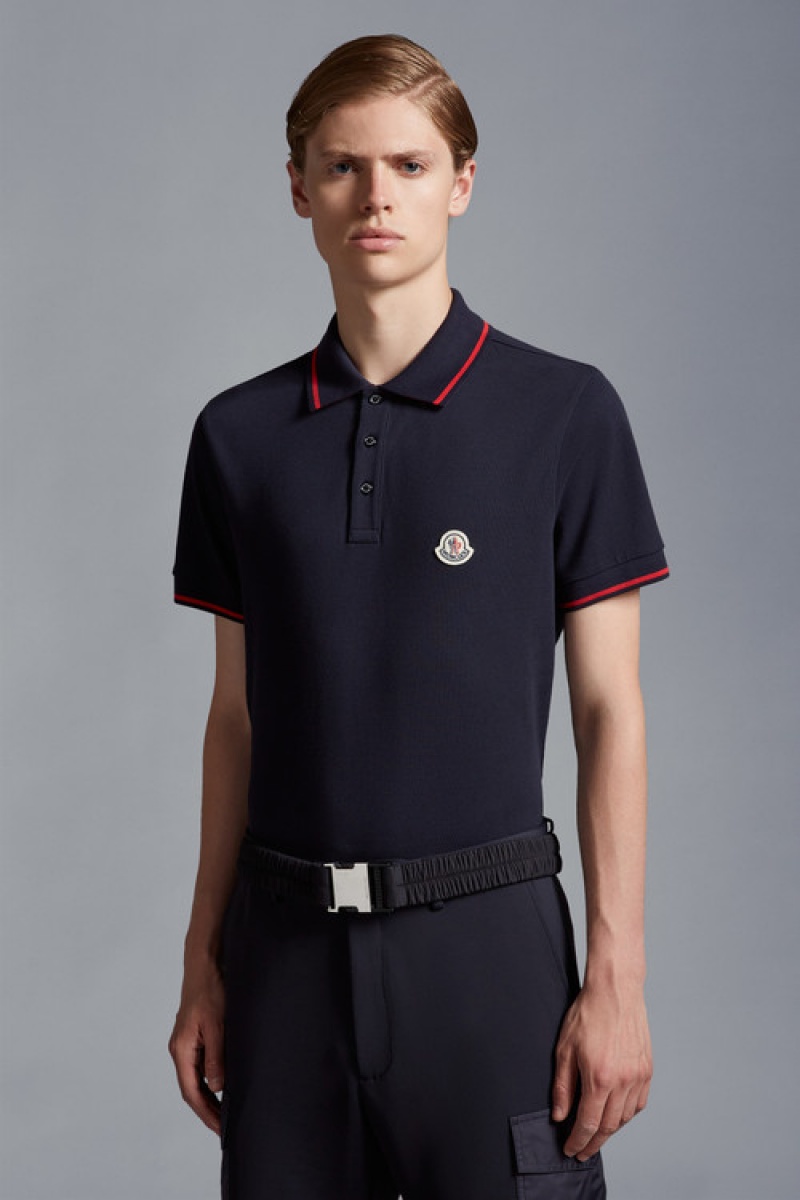 Camisa Polo Moncler Logo Hombre Azules | PBXN-03921