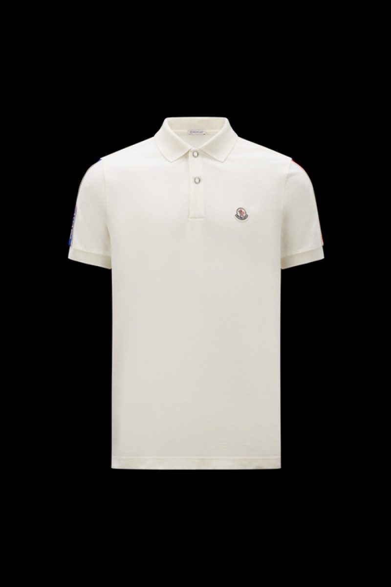 Camisa Polo Moncler Logo Hombre Blancos | TGZQ-73628