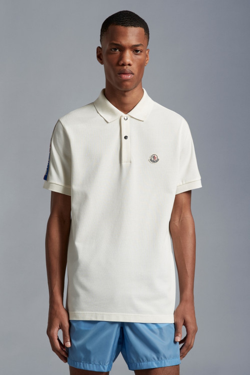 Camisa Polo Moncler Logo Hombre Blancos | TGZQ-73628