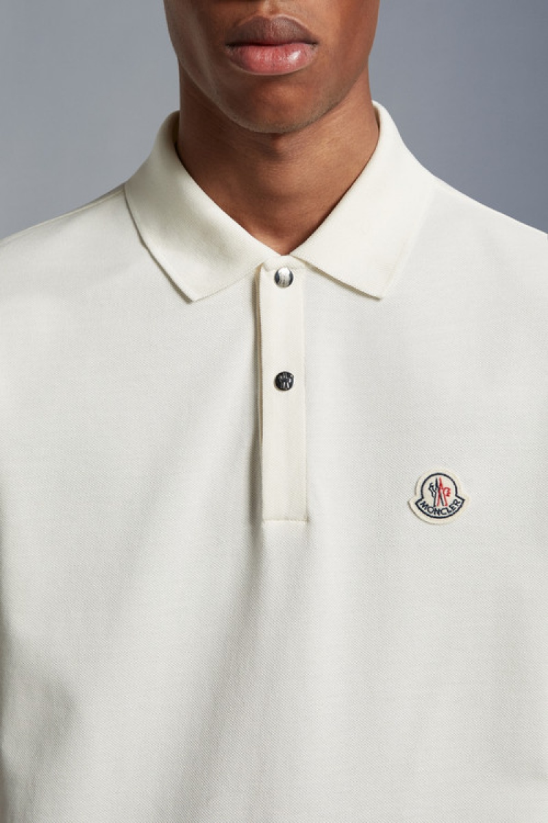 Camisa Polo Moncler Logo Hombre Blancos | TGZQ-73628