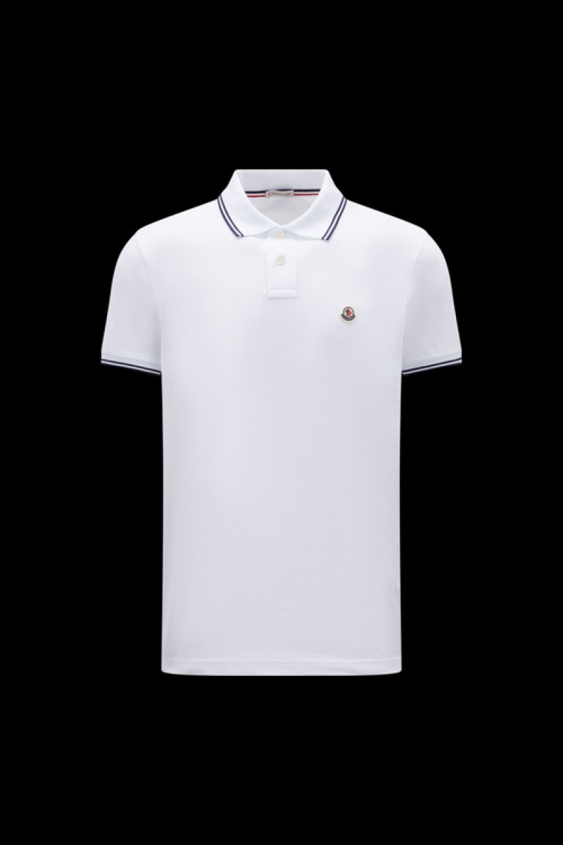 Camisa Polo Moncler Logo Hombre Blancos | EHNK-85403