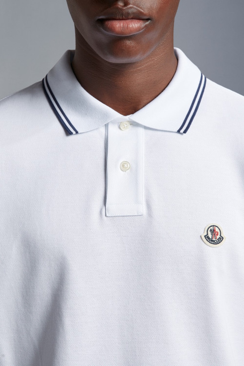 Camisa Polo Moncler Logo Hombre Blancos | EHNK-85403