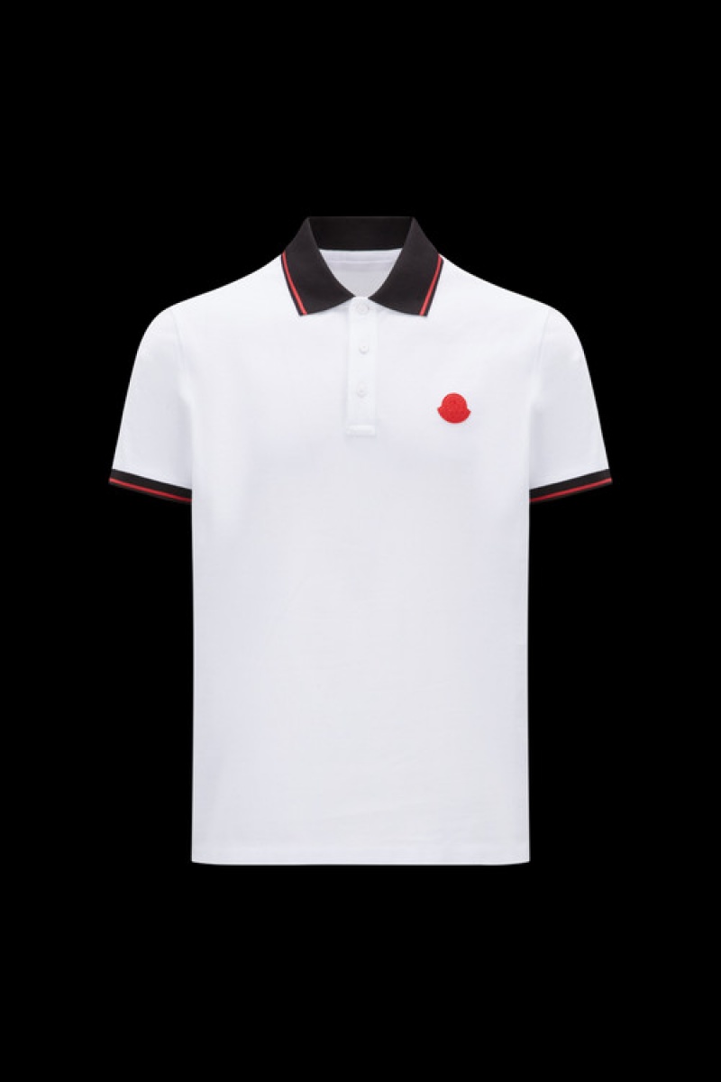 Camisa Polo Moncler Logo Hombre Blancos | GJCV-46380