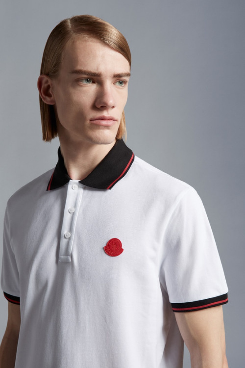 Camisa Polo Moncler Logo Hombre Blancos | GJCV-46380