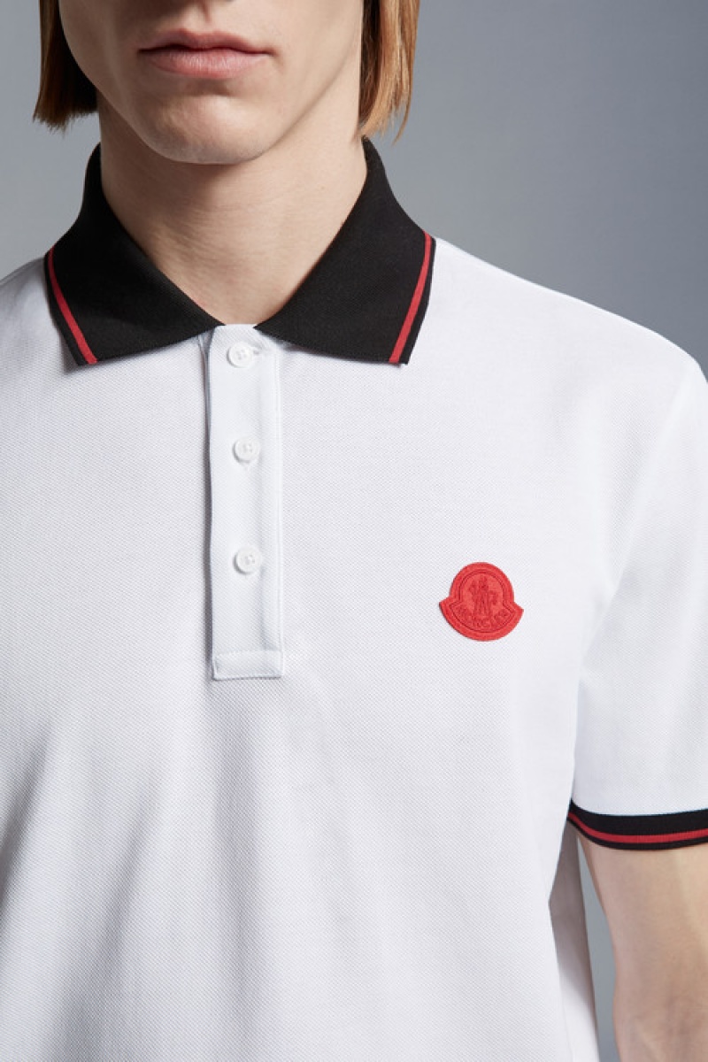 Camisa Polo Moncler Logo Hombre Blancos | GJCV-46380