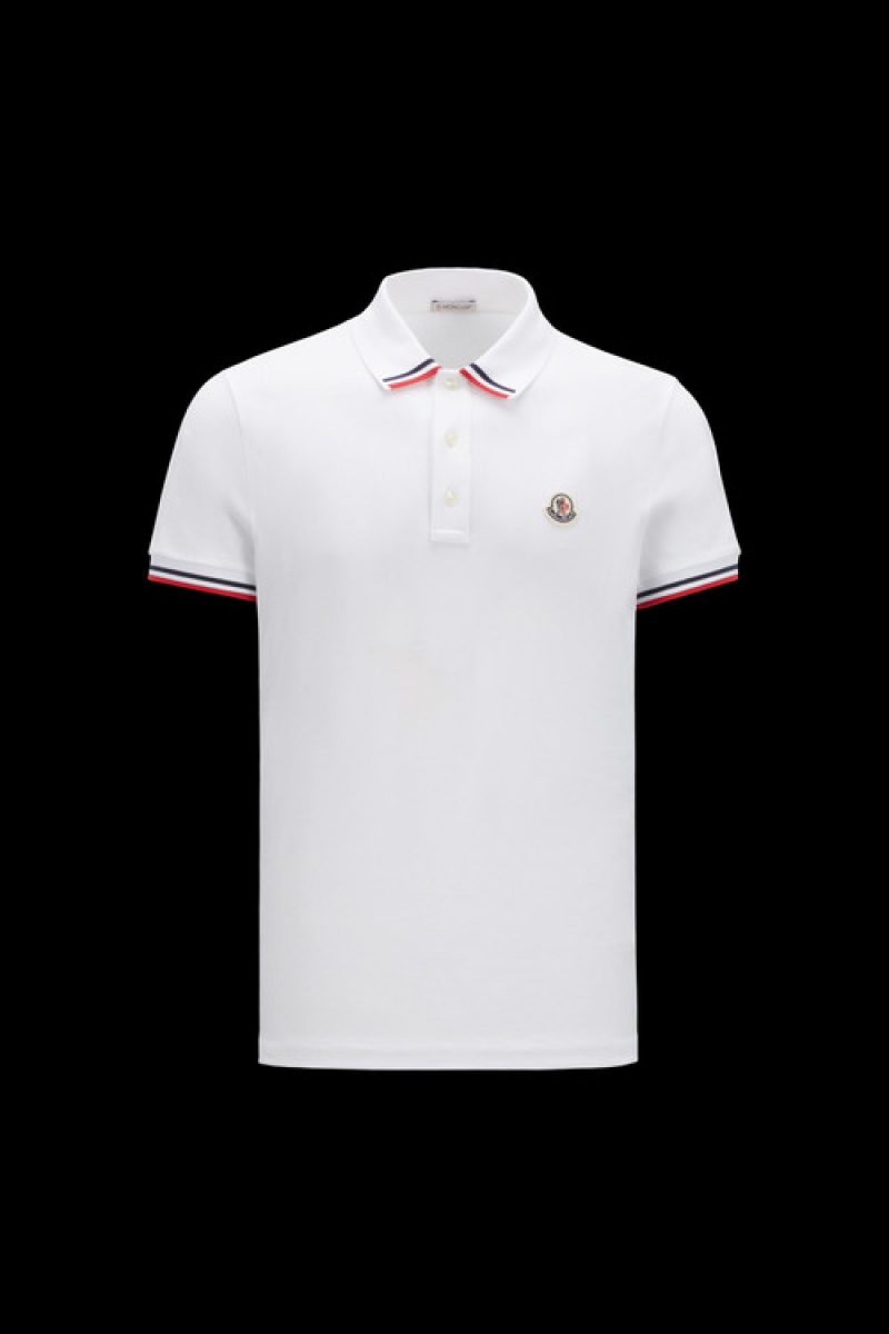 Camisa Polo Moncler Logo Hombre Blancos | ITHO-04631