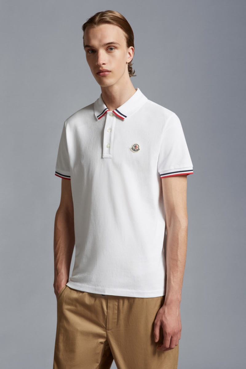 Camisa Polo Moncler Logo Hombre Blancos | ITHO-04631