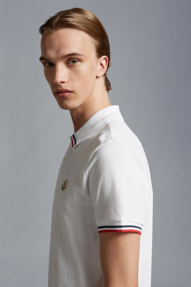 Camisa Polo Moncler Logo Hombre Blancos | ITHO-04631