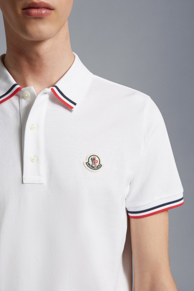 Camisa Polo Moncler Logo Hombre Blancos | ITHO-04631