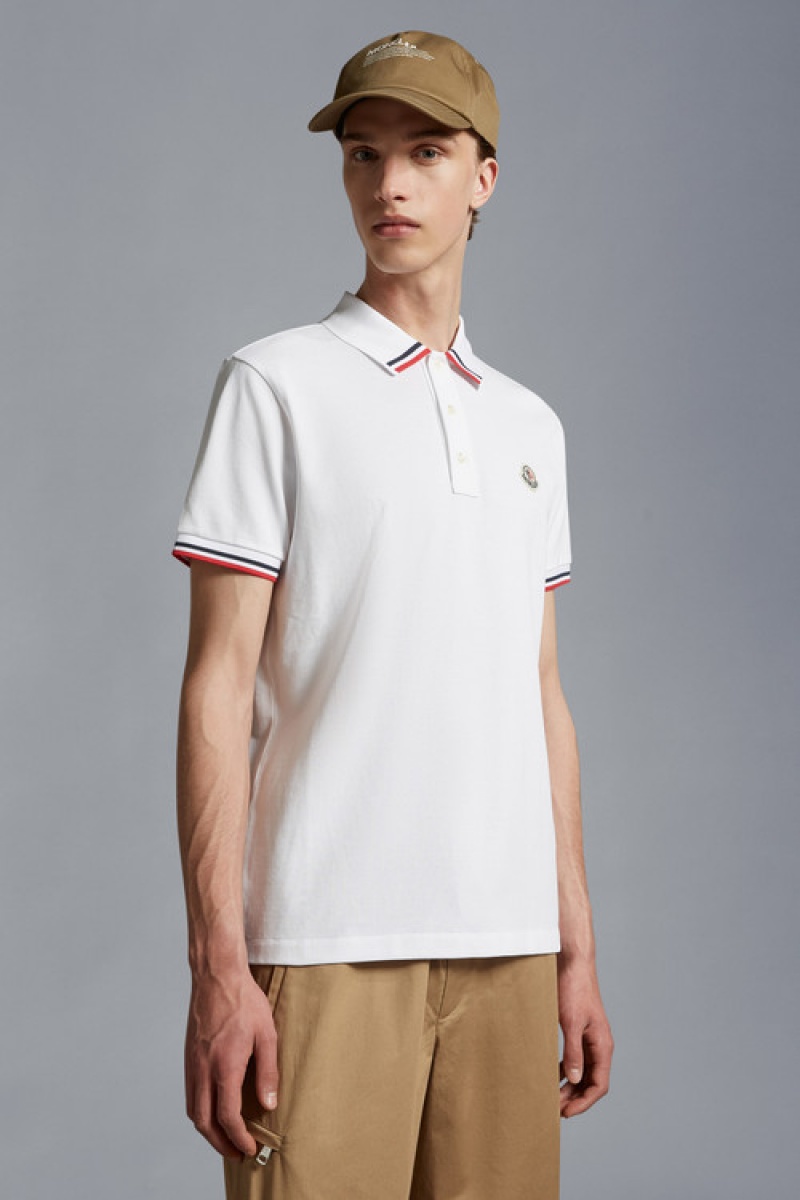 Camisa Polo Moncler Logo Hombre Blancos | ITHO-04631