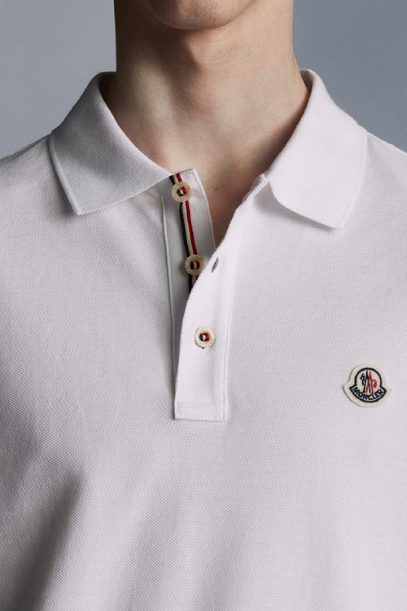 Camisa Polo Moncler Logo Hombre Blancos | OHNJ-51820