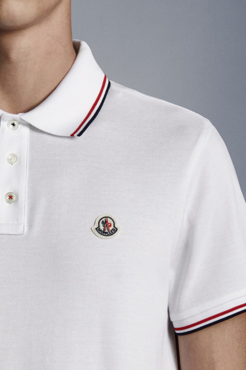 Camisa Polo Moncler Logo Hombre Blancos | GNPR-54012